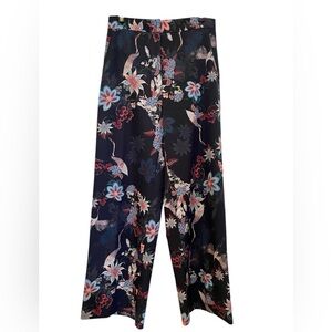 H&M Floral Wide Leg Pants - Black and Multicolor